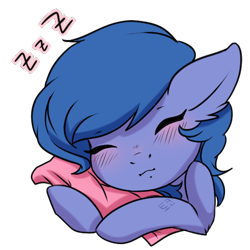 Size: 512x512 | Tagged: safe, artist:tokokami, imported from derpibooru, oc, oc only, oc:shadow blue, pony, blushing, cute, female, simple background, sleeping, solo, sticker, transparent background