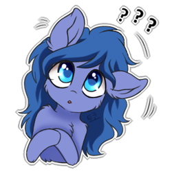 Size: 512x512 | Tagged: safe, artist:tokokami, imported from derpibooru, oc, oc only, oc:shadow blue, pony, cute, female, question mark, simple background, solo, sticker, transparent background
