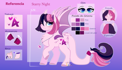 Size: 5200x3000 | Tagged: safe, artist:2pandita, imported from derpibooru, oc, oc only, oc:starry night, bat pony, pony, female, mare, reference sheet, solo