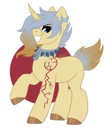 Size: 2158x2542 | Tagged: safe, artist:inspiredpixels, imported from derpibooru, oc, oc only, oc:regi knox, pony, unicorn, choker, male, simple background, solo, spiked choker, stallion, transparent background