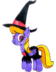 Size: 2448x3162 | Tagged: safe, artist:topsangtheman, imported from derpibooru, cloud kicker, pegasus, pony, clothes, costume, looking at you, simple background, solo, traditional art, transparent background, witch
