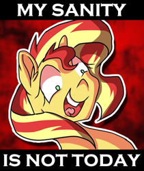 Size: 510x605 | Tagged: safe, artist:kenishra, imported from derpibooru, sunset shimmer, pony, unicorn, equestria girls, my past is not today, female, insanity, mare, snapset shimmer, solo