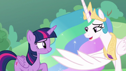 Size: 1920x1080 | Tagged: safe, imported from derpibooru, screencap, princess celestia, twilight sparkle, alicorn, the ending of the end, proud, twilight sparkle (alicorn), wing hands, wings
