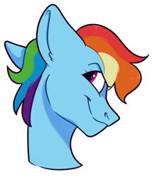 Size: 500x584 | Tagged: safe, artist:malphym, imported from derpibooru, rainbow dash, pegasus, pony, alternate hairstyle, bust, female, mare, short hair, simple background, smiling, smirk, solo, white background