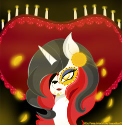 Size: 2300x2366 | Tagged: safe, artist:diamondheart21, imported from derpibooru, catrina, oc, oc:missheart, pony, unicorn, calavera catrina, catrina (calavera garbancera), clothes, costume, dia de los muertos, lipstick, makeup, solo