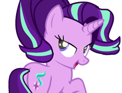 Size: 900x689 | Tagged: dead source, safe, artist:pastel-pony-artist, imported from derpibooru, starlight glimmer, pony, unicorn, female, i'm fabulous, i'm fabulous your argument is invalid, lidded eyes, looking at you, looking back, simple background, smiling, solo, transparent background, vexel