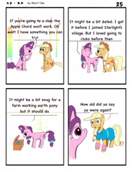 Size: 2550x3300 | Tagged: safe, artist:short tale, imported from derpibooru, applejack, rainbow dash, sugar belle, comic:aj+rd, appledash, clothes, club, comedy, date, digital art, dress, female, help, lesbian, retro, romance, shipping