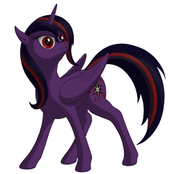 Size: 2000x2000 | Tagged: safe, artist:nebulastar985, imported from derpibooru, oc, oc only, oc:midnight star, alicorn, pony, fanfic:midnight star, alicorn oc, female, horn, mare, simple background, smiling, smirk, solo, transparent background, wings