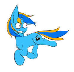 Size: 2298x2241 | Tagged: safe, artist:wapamario63, imported from ponybooru, oc, oc only, oc:wapa viddter, pony, unicorn, chest fluff, female, looking back, mare, running, scared, simple background, solo, transparent background