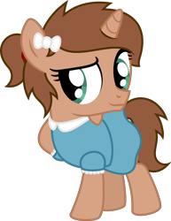 Size: 1772x2296 | Tagged: safe, artist:peternators, edit, imported from ponybooru, oc, oc only, pony, unicorn, clothes, colt, crossdressing, dress, fake eyelashes, femboy, hoof on neck, male, ponytail, ribbon, simple background, smiling, solo, transparent background, trap