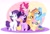 Size: 3105x2100 | Tagged: safe, artist:lbrcloud, artist:littleblackraencloud, imported from derpibooru, applejack, fluttershy, pinkie pie, rainbow dash, rarity, twilight sparkle, earth pony, pegasus, pony, unicorn, cheek fluff, chest fluff, cute, ear fluff, eyes closed, female, happy birthday mlp:fim, high res, lying down, mane six, mare, missing cutie mark, mlp fim's tenth anniversary, no pupils, prone, smiling, unicorn twilight