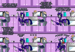 Size: 2562x1786 | Tagged: safe, imported from derpibooru, oc, oc:adamant, oc:pun, bat pony, pony, agent 707, armor, faic, night guard armor, scythe, toaster