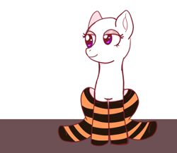 Size: 960x833 | Tagged: safe, artist:yumomochan, imported from derpibooru, pony, auction, clothes, eyes half closed, halloween, holiday, lidded eyes, simple background, sitting, smiley, smiling, socks, solo, striped socks, white background, ych sketch