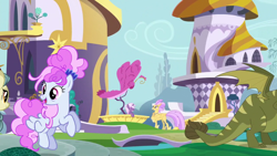 Size: 1920x1080 | Tagged: safe, imported from derpibooru, screencap, cotton sky, honeyfish, lavender sorbet, dragon, hippogriff, kirin, pegasus, unicorn, the last problem, canterlot, older cotton sky, rex, season sunshine