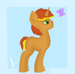 Size: 1280x1270 | Tagged: safe, artist:embermare, artist:emberstoneeqf, imported from derpibooru, oc, oc only, oc:radray, pony, unicorn, cute, male, side view, simple background, solo