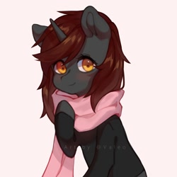 Size: 1280x1280 | Tagged: safe, artist:xvaleox, imported from derpibooru, oc, oc:ember stone, pony, unicorn, clothes, commission, cute, hoodie, looking at you, scarf, ych result, your character here