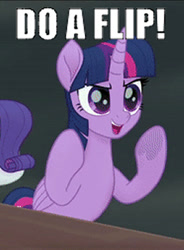 Size: 256x348 | Tagged: safe, imported from derpibooru, screencap, rarity, twilight sparkle, alicorn, my little pony: the movie, bender bending rodriguez, bender bending rodríguez, caption, do a flip, futurama, image macro, text, twilight sparkle (alicorn), yelling