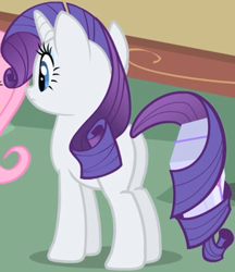 Size: 303x350 | Tagged: safe, imported from derpibooru, screencap, rarity, pony, unicorn, party of one, butt, confused, cropped, female, mare, plot