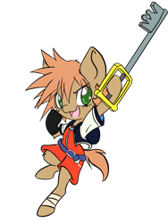 Size: 1536x2048 | Tagged: safe, artist:larrykitty, artist:php156, imported from derpibooru, oc, oc only, oc:himmel, earth pony, pony, clothes, colt, costume, crossover, disney, earth pony oc, halloween, halloween costume, holiday, keyblade, kingdom hearts, male, simple background, solo, sora, transparent background