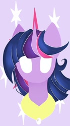 Size: 449x807 | Tagged: safe, artist:kebchach, artist:kethup-me, imported from derpibooru, part of a set, twilight sparkle, pony, bust, cutie mark background, female, mare, minimalist, modern art, peytral, solo, white eyes