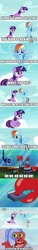 Size: 500x3289 | Tagged: safe, artist:rarityvrymercollectiveoriginals, artist:rarityvrymerzhmusic, editor:rarity vrymer collective, imported from derpibooru, rainbow dash, twilight sparkle, alicorn, crab, fish, pegasus, testing testing 1-2-3, born again krabs, creepy, incidental 40 (spongebob), krabby patty creature feature, mr. krabs, multicolored hair, multicolored mane, multicolored tail, remote, spongebob squarepants, tail, twilight sparkle (alicorn)