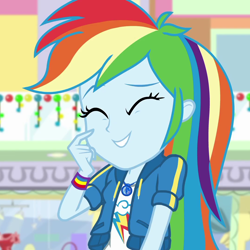 Size: 1080x1080 | Tagged: safe, imported from derpibooru, screencap, rainbow dash, equestria girls, equestria girls series, holidays unwrapped, spoiler:eqg series (season 2), cropped, cute, dashabetes, dashing through the mall, female, geode of super speed, magical geodes, solo