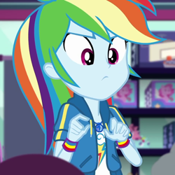 Size: 950x950 | Tagged: safe, imported from derpibooru, screencap, rainbow dash, equestria girls, equestria girls series, holidays unwrapped, spoiler:eqg series (season 2), cropped, dashing through the mall, female, geode of super speed, magical geodes, solo