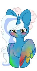Size: 586x1132 | Tagged: safe, artist:skypaint1, imported from derpibooru, oc, oc only, oc:fleurbelle, alicorn, pony, alicorn oc, bow, female, hair bow, horn, looking at you, mare, paint, simple background, solo, transparent background, wingding eyes, wings, yellow eyes