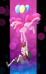 Size: 564x905 | Tagged: safe, artist:kicsterash, imported from derpibooru, pinkie pie, balloon, crossover, eyes closed, floating, milo murphy, milo murphy's law, ponk, then watch her balloons lift her up to the sky