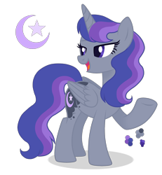 Size: 2400x2600 | Tagged: safe, artist:magicuniclaws, imported from derpibooru, oc, oc only, alicorn, pony, female, magical lesbian spawn, mare, offspring, parent:moondancer, parent:princess luna, parents:lunadancer, simple background, solo, transparent background