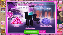 Size: 1280x720 | Tagged: safe, imported from derpibooru, screencap, the headless horse, the headless horse (character), headless horse, monster pony, pony, advertisement, costs real money, gameloft, gem, headless, magic coins, official