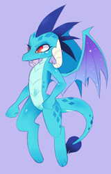Size: 916x1430 | Tagged: safe, artist:moonphase249, imported from derpibooru, princess ember, dragon, dragoness, female, purple background, simple background, solo