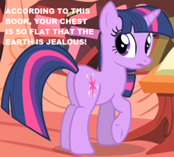 Size: 458x412 | Tagged: safe, edit, edited screencap, imported from derpibooru, screencap, twilight sparkle, pony, unicorn, party of one, butt, cropped, female, golden oaks library, mare, plot, raised hoof, solo, text, unicorn twilight