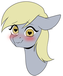 Size: 3503x4280 | Tagged: safe, artist:torihime, imported from derpibooru, derpy hooves, pegasus, pony, blushing, bust, commission, cute, derpabetes, female, heart, heart eyes, mare, simple background, solo, transparent background, wingding eyes, ych result