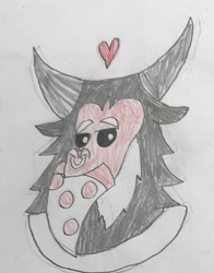 Size: 1748x2225 | Tagged: safe, artist:whistle blossom, imported from derpibooru, lord tirek, centaur, cute, food, heart, looking at you, male, nom, nose piercing, nose ring, piercing, pizza, simple background, solo, tirebetes, traditional art, white background