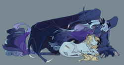 Size: 1586x833 | Tagged: safe, artist:penrosa, imported from derpibooru, princess luna, oc, oc:art's desire, alicorn, pony, unicorn, canon x oc, female, mare