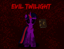 Size: 816x624 | Tagged: safe, artist:exemxetheexe, imported from derpibooru, twilight sparkle, pony, book, creepypasta, evil twilight, zalgo