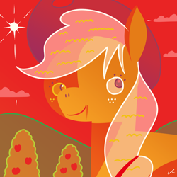 Size: 1512x1512 | Tagged: safe, artist:docwario, imported from derpibooru, applejack, pony, applejack's hat, cowboy hat, freckles, hat, jacktober, solo, sun