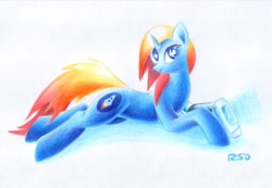 Size: 3246x2243 | Tagged: safe, artist:rsd500, imported from derpibooru, oc, oc only, oc:starflight, pony, unicorn, augmented, blue fur, cute, drawing, horn, loking at you, looking at you, my little pony, pencil drawing, simple background, solo, traditional art, unicorn oc, white background