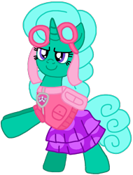 Size: 705x927 | Tagged: safe, artist:徐詩珮, imported from derpibooru, glitter drops, pony, unicorn, series:sprglitemplight diary, series:sprglitemplight life jacket days, series:springshadowdrops diary, series:springshadowdrops life jacket days, alternate universe, clothes, cute, female, glitterbetes, i can't believe it's not ejlightning007arts, mare, paw patrol, simple background, skye (paw patrol), transparent background