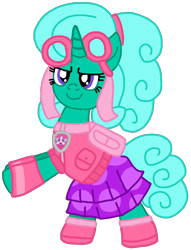 Size: 712x934 | Tagged: safe, artist:徐詩珮, imported from derpibooru, glitter drops, pony, unicorn, series:sprglitemplight diary, series:sprglitemplight life jacket days, series:springshadowdrops diary, series:springshadowdrops life jacket days, alternate hairstyle, alternate universe, clothes, cute, female, glitterbetes, i can't believe it's not ejlightning007arts, mare, paw patrol, simple background, skye (paw patrol), transparent background