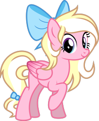 Size: 4000x4899 | Tagged: safe, artist:melisareb, imported from derpibooru, oc, oc only, oc:bay breeze, pegasus, pony, absurd resolution, colored wings, cute, daaaaaaaaaaaw, female, gradient wings, looking at you, mare, ocbetes, raised hoof, ribbon, show accurate, simple background, solo, transparent background, vector, wings