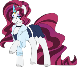 Size: 1043x907 | Tagged: safe, artist:berry-siren, imported from derpibooru, rarity, earth pony, pony, alternate design, clothes, crystal horn, horn, race swap, simple background, solo, transparent background