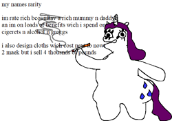 Size: 702x497 | Tagged: safe, artist:jacobfoolson, imported from derpibooru, rarity, 1000 hours in ms paint, cigarette, eyeshadow, fat, grammar error, makeup, misspelling, raritubby, smoking