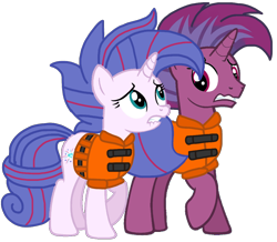 Size: 1206x1052 | Tagged: safe, artist:徐詩珮, imported from derpibooru, oc, oc:aurora (tempest's mother), oc:transparent (tempest's father), series:sprglitemplight diary, series:sprglitemplight life jacket days, series:springshadowdrops diary, series:springshadowdrops life jacket days, base used, female, husband and wife, lifejacket, male, simple background, transparent background