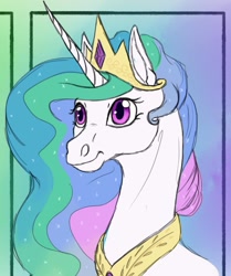 Size: 982x1174 | Tagged: safe, alternate version, artist:reverompa, imported from derpibooru, princess celestia, alicorn, pony, bust, female, jewelry, mare, peytral, solo, tiara