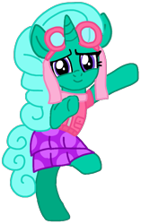 Size: 539x858 | Tagged: safe, artist:徐詩珮, imported from derpibooru, glitter drops, pony, unicorn, series:sprglitemplight diary, series:sprglitemplight life jacket days, series:springshadowdrops diary, series:springshadowdrops life jacket days, alternate universe, clothes, cute, female, glitterbetes, mare, paw patrol, simple background, skye (paw patrol), transparent background