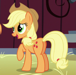 Size: 543x534 | Tagged: safe, imported from derpibooru, screencap, applejack, pony, brotherhooves social, applebutt, butt, cropped, plot, solo