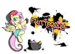 Size: 900x647 | Tagged: safe, artist:buttonmash, imported from derpibooru, fluttershy, pegasus, pony, '90s, 90s grunge fluttershy, female, gameloft interpretation, graffiti, jet grind radio, jet set radio, jet set radio future, mlpfim, my little pony, simple background, solo, white background