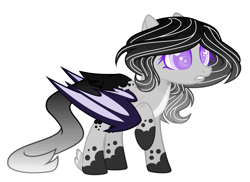 Size: 3041x2217 | Tagged: safe, artist:thieeur-nawng, imported from derpibooru, oc, oc only, oc:midnight, bat pony, pony, base used, bat pony oc, bat wings, colored hooves, feathered fetlocks, female, mare, raised hoof, simple background, solo, white background, wings